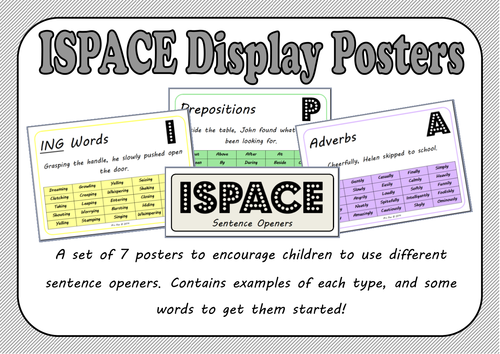 ISPACE Sentence Openers Display Sheets By Mrs bee Teaching Resources 