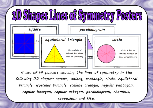 2D Shape Lines of Symmetry Posters