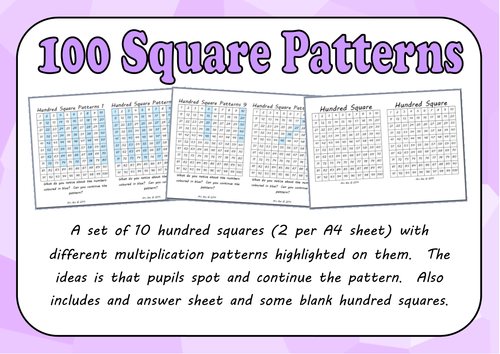 100 Square Pattern Spotting Activity