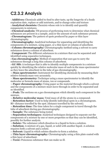 AQA C2 Keyword Glossary Laminates