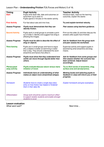 Year 7: Streamlining & Air Resistance (Forces & Motion 7.3)