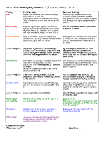 Year 7: Discovering Moments (Forces & Motion 7.3)