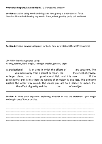 Year 7: Understanding Gravitational Fields (Forces & Motion 7.3)
