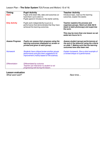 Year 7: The Solar System (Forces & Motion 7.3)