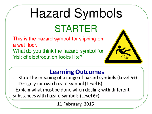 Year 7: Hazard Symbols (Understanding Chemical Changes 7.4)