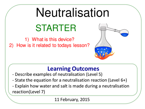 Year 7: Neutralisation (Understanding Chemical Changes 7.4)