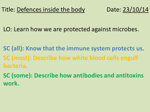 GCSE Core Science - Biology: Microbes and Disease - Lesson 7 - Defences inside the body.