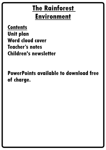 Year 6 Geography and Computing The Rainforest Environment