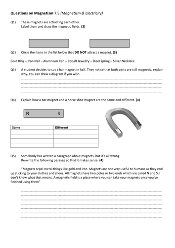 Year 7: Magnetic Fields (Magnetism & Electricity 7.5)