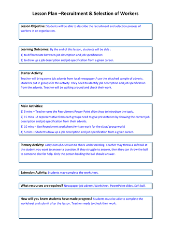 Recruitment and Selection of Workers