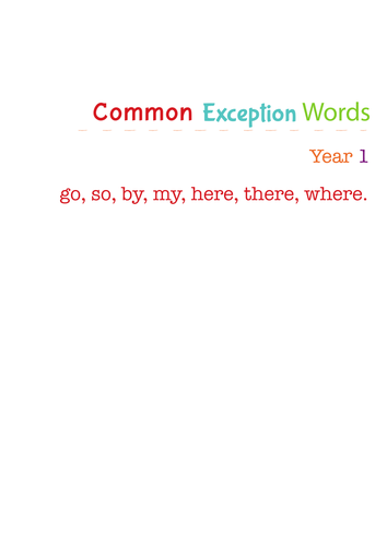 Year 1 Spelling - Common Exception Words: Worksheets and Activities