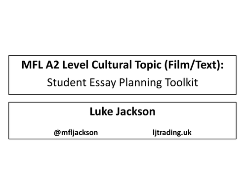 AQA A2 MFL Cultural Topic (Film/Text) Toolkit
