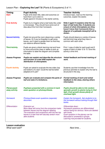 Year 7: Exploring The Leaf (Plants & Ecosystems 7.6)