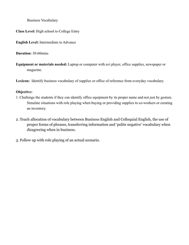 Business English: Office vocabulary