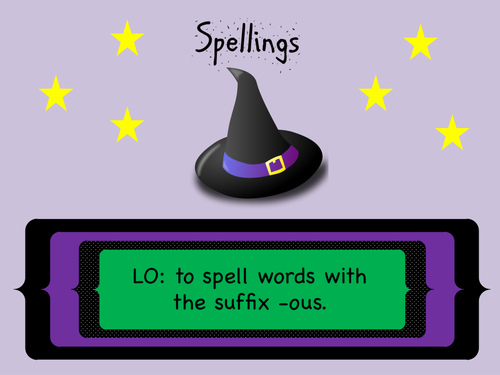 SpaG Year 3 and 4 Spellings: The suffix -ous (with no root change)