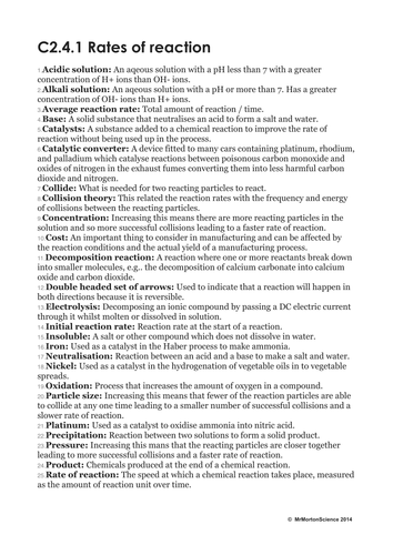 AQA C2.4 Rates of reaction