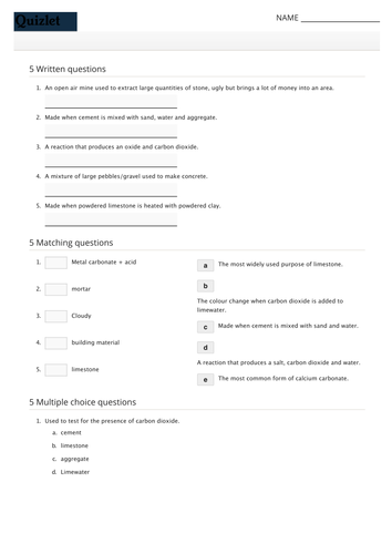 AQA C1.2 Limestone and building materials