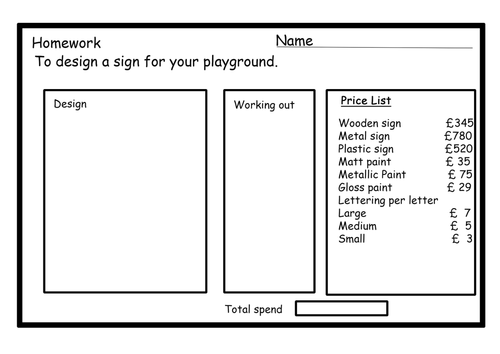 Complete Lesson - Year5 - Using Money £ - Design a playground