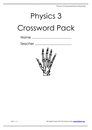 Physics 3  Crossword Pack