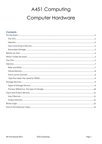 A451 Computer Hardware Workbook