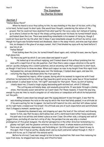 The Signalman Questions on Sections 3&4 