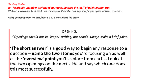 'Bloody Chamber' past paper revision essay preparation