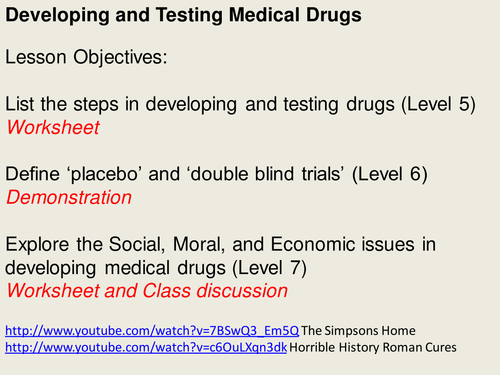 Developing and Testing Medical Drugs. Level 5-7.
