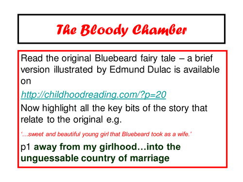 Exploring 'Bloody Chamber' initially... Homework