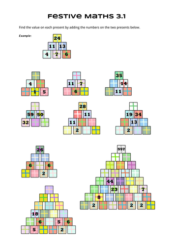 Festive Maths Pack 3 - Addition and subtraction, coordinates, divisibility & number sequences