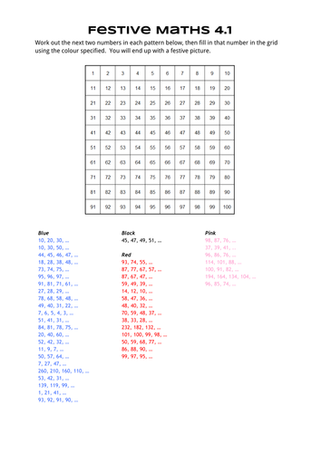 Festive Maths Pack 4 - Sequences, symmetry, negative numbers and mental maths