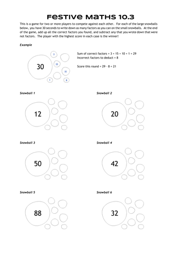 Festive Maths Pack 10