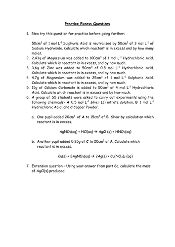 Chemistry - Chemical Excess