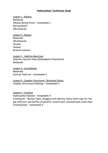 Chemistry - Hydrocarbon - Alkanes