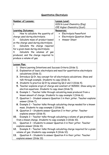 Chemistry - Quantitative Electrolysis