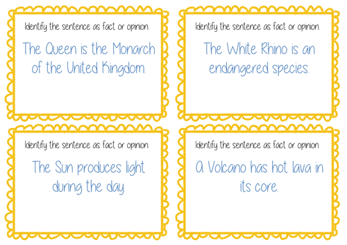 Fact And Opinion Task Cards