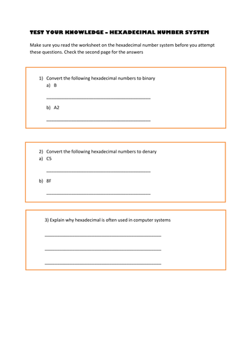 The Hexadecimal Number System