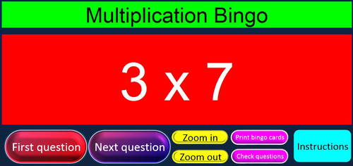 Multiplication bingo bundle