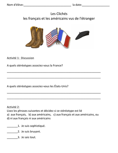 French & American Stereotypes Lesson