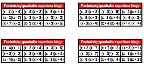 Factorising bingo