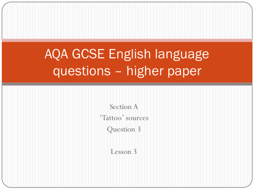 AQA GCSE English language exam resources - higher paper - section A