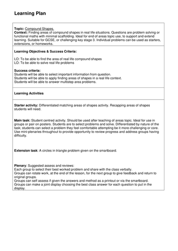 Compound Shape Problems | Teaching Resources