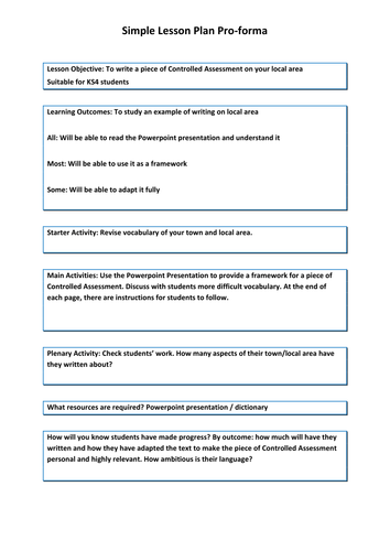 French Controlled Assessment on Town 