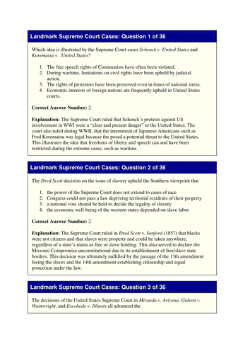 Judicial Review and Landmark Cases (US Supreme Court)