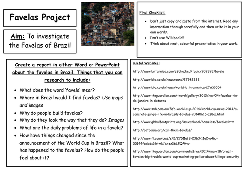 Favela Project Instructions | Teaching Resources