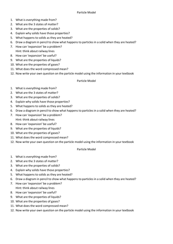 KS3 Chemistry Questions