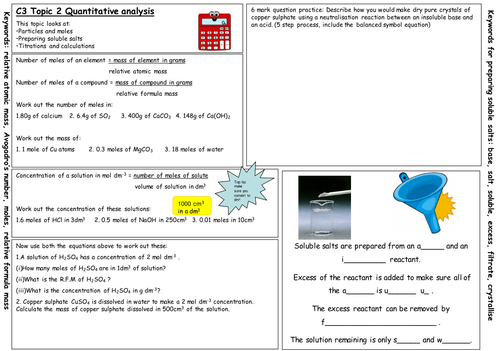 C3 topic 2 revision placemat