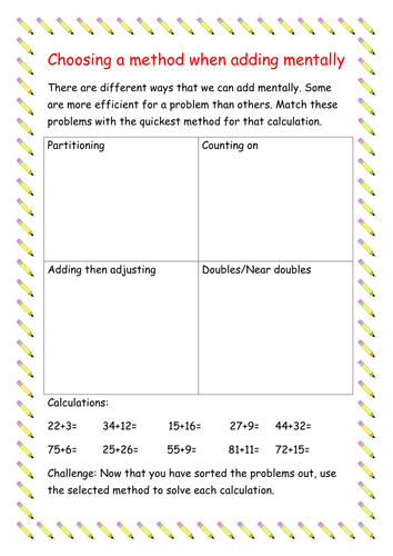 Choosing a method when adding mentally