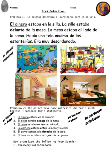 Detective - prepositions and bedroom