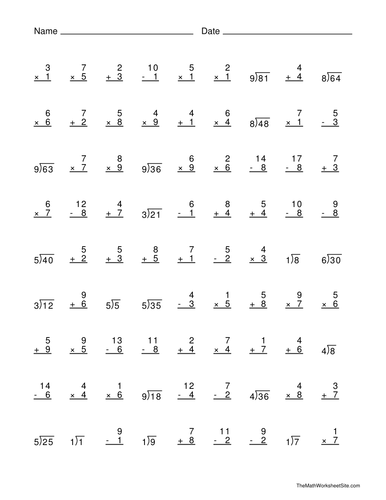 Operations Worksheet