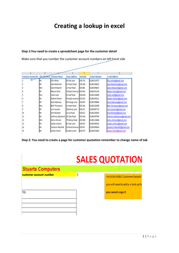 creating a look up in excel pt 1-2015 version